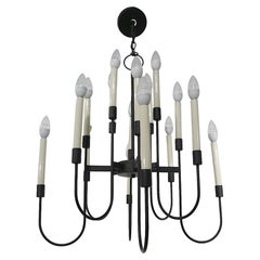 Sixteen Light Candle Style Chandelier in Black Finished Metal by Lightolier