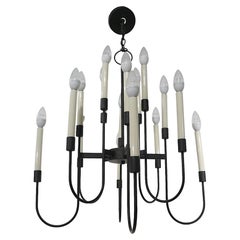 Retro Sixteen Light Candle Style Chandelier in Black Finished Metal by Lightolier 