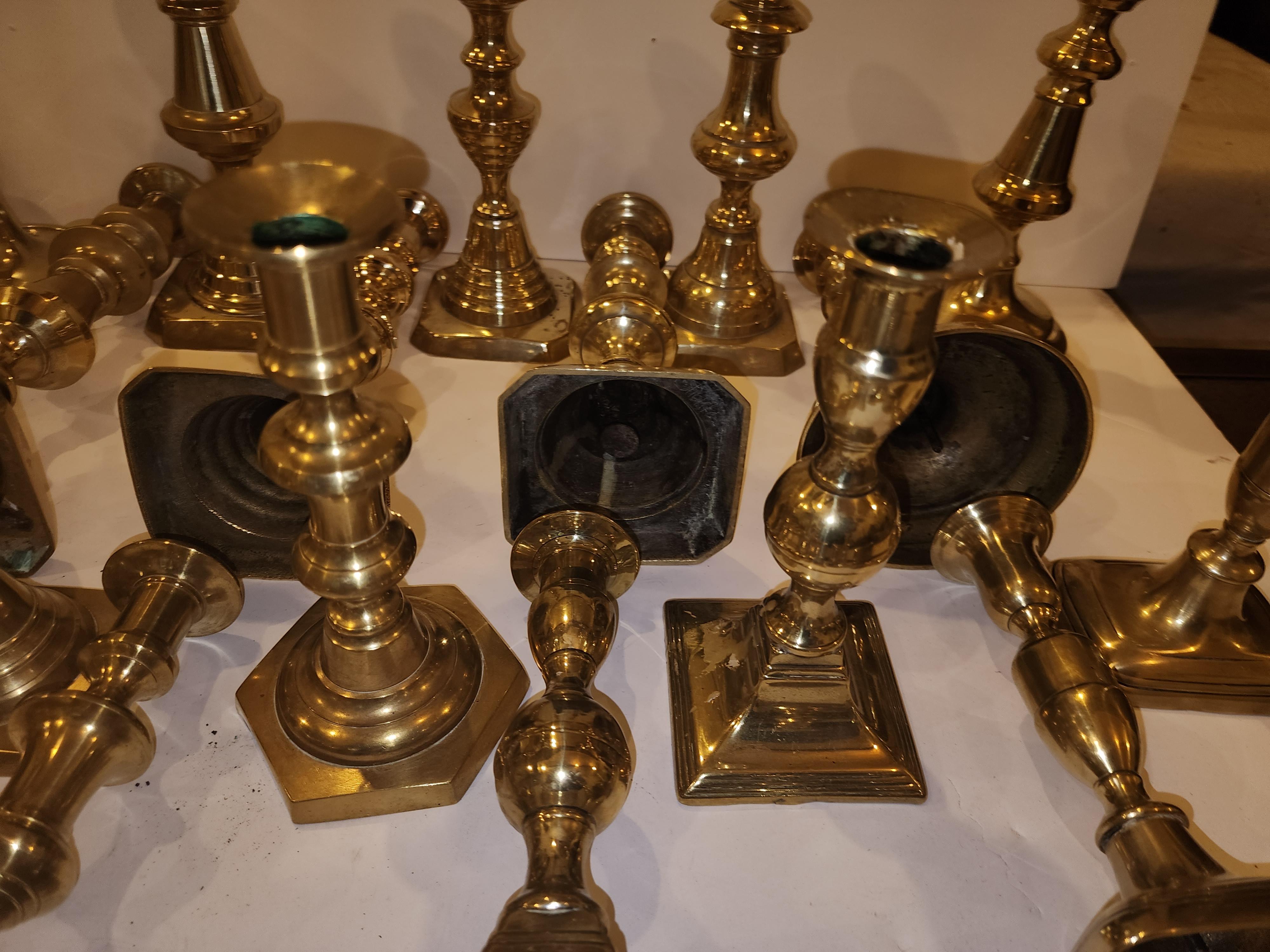 16 Pairs of 19th Century Brass Candlesticks  8