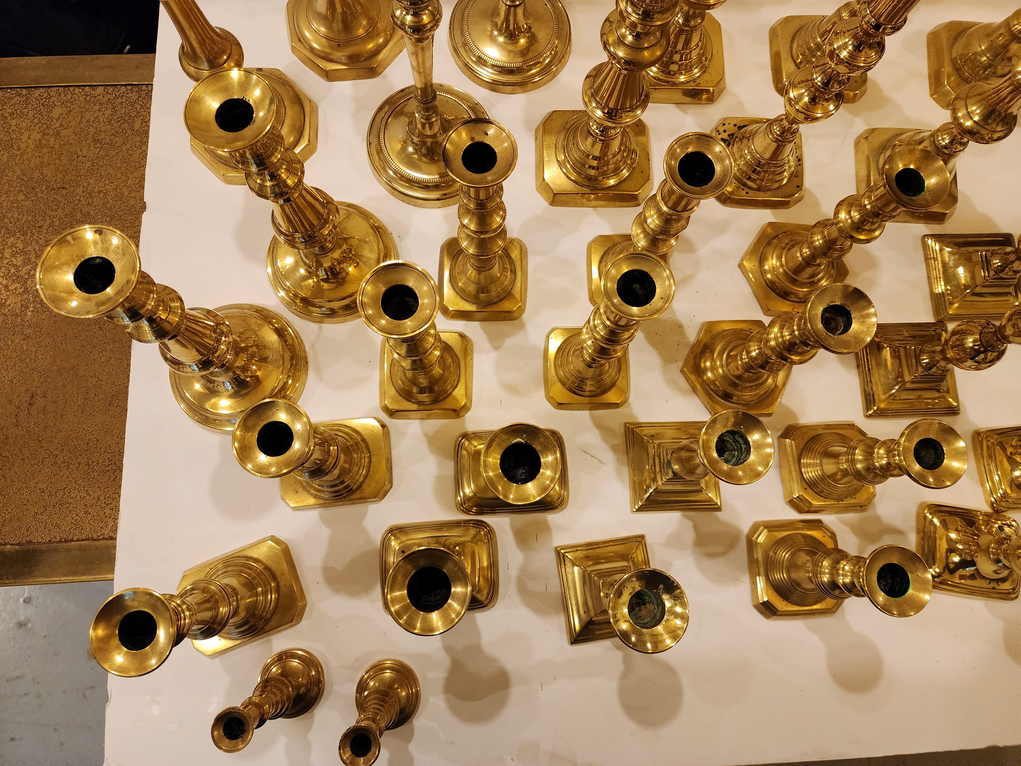 16 Pairs of 19th Century Brass Candlesticks  3