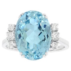 Bague aigue-marine et diamant des années soixante