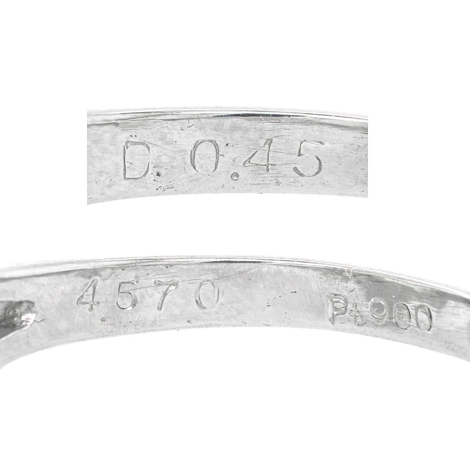 Women's or Men's Sixties Aquamarine & Diamond-Set Platinum Ring