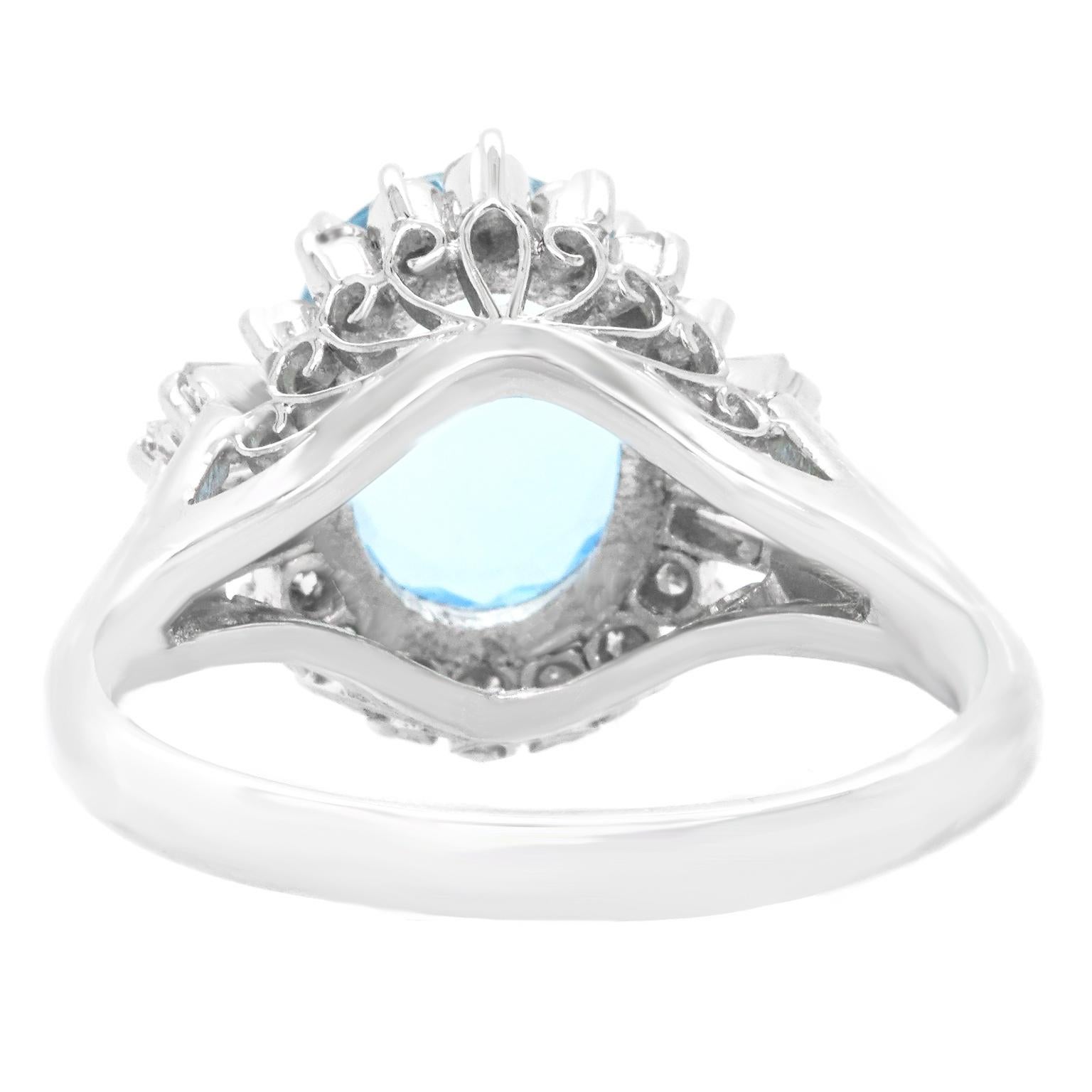 Sixties Aquamarine & Diamond-Set Platinum Ring 2