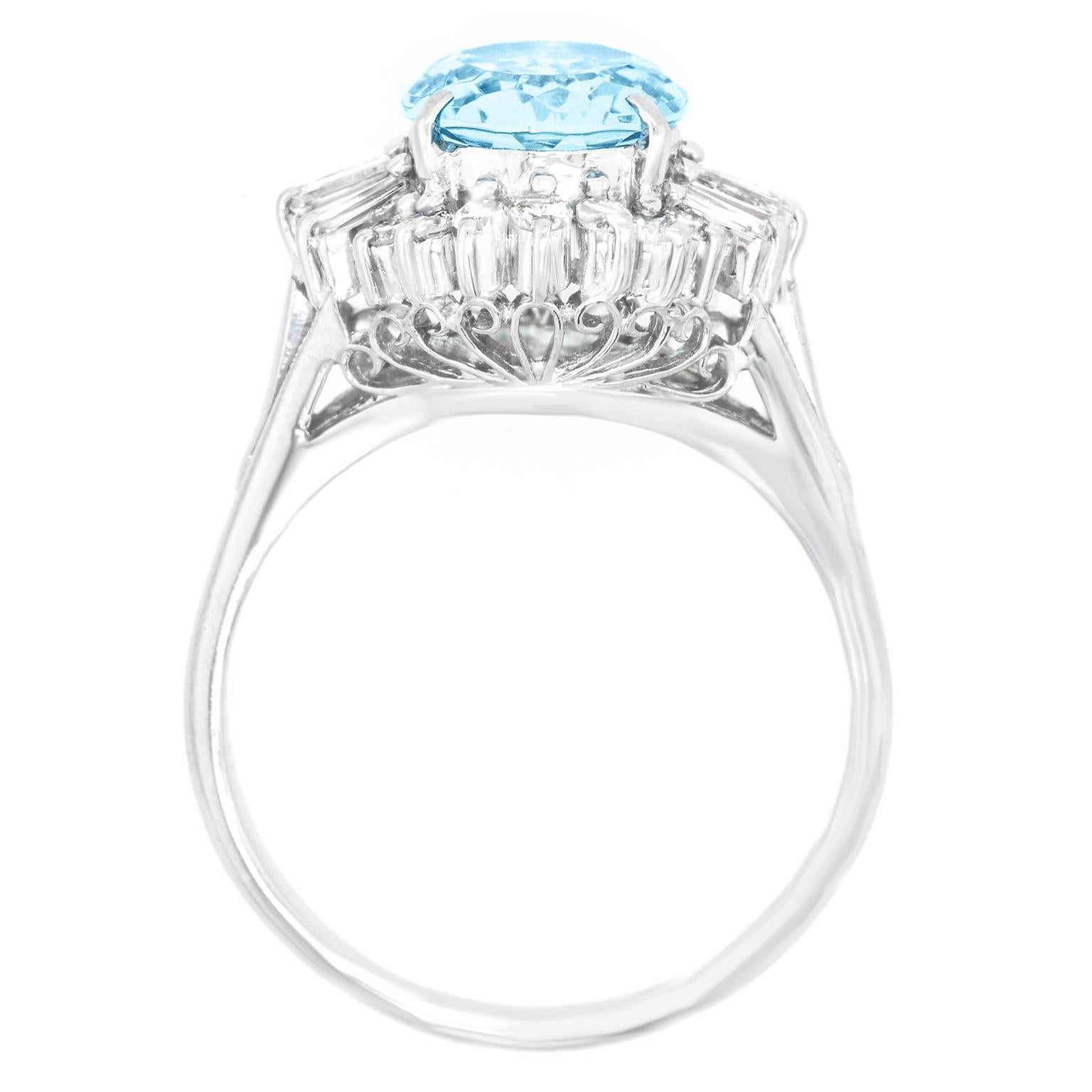 Sixties Aquamarine & Diamond-Set Platinum Ring 3