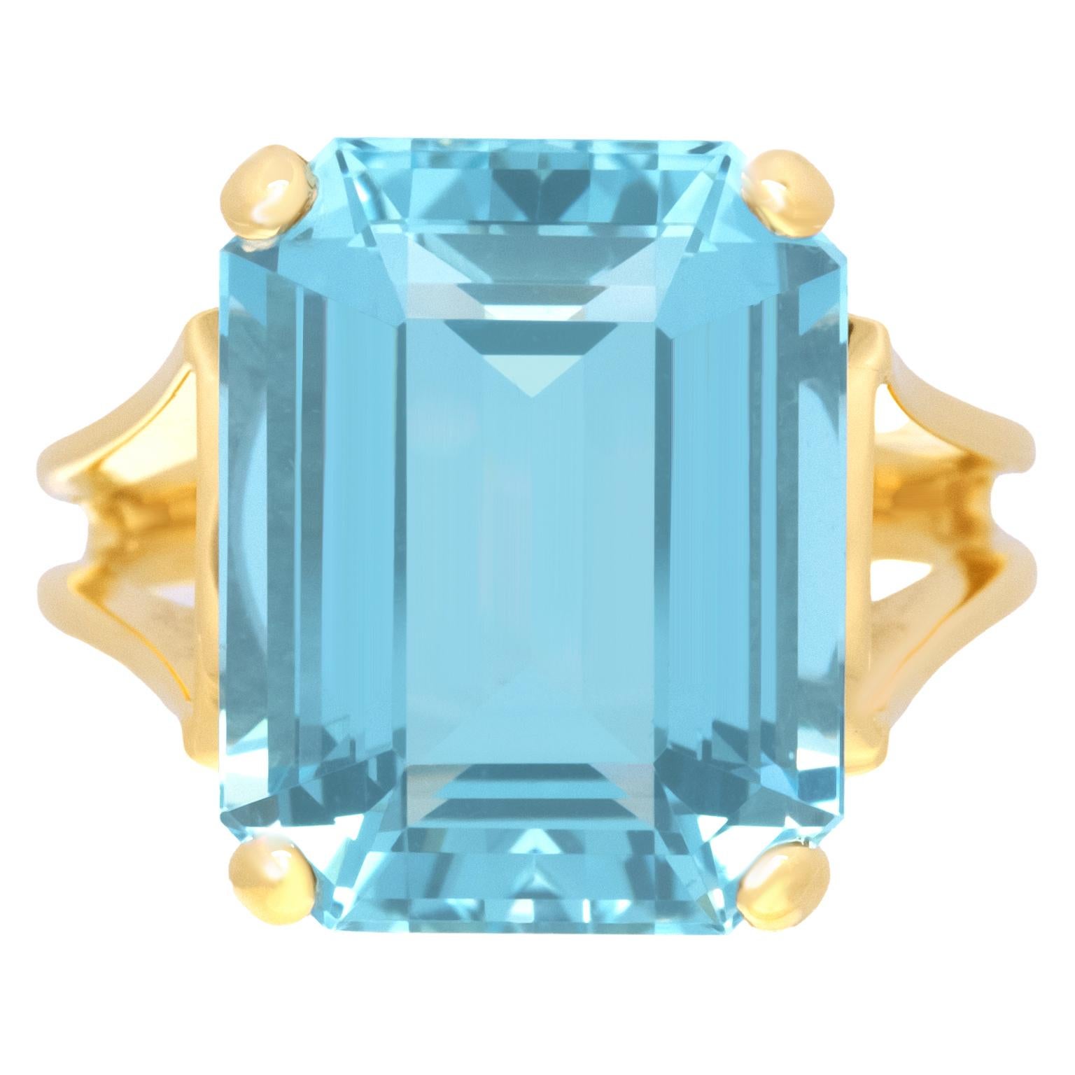 Emerald Cut Sixties Aquamarine Ring For Sale
