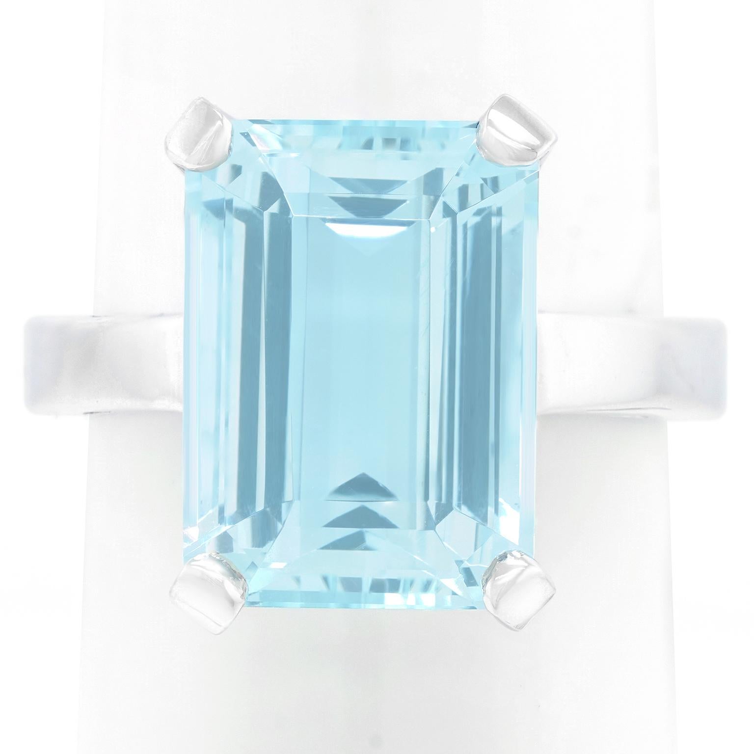 Emerald Cut Sixties Aquamarine Ring For Sale
