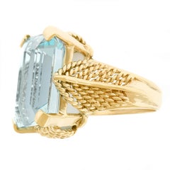 1960s Aquamarine-Set Gold Ring