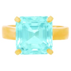 Sixties Aquamarine Set Gold Ring