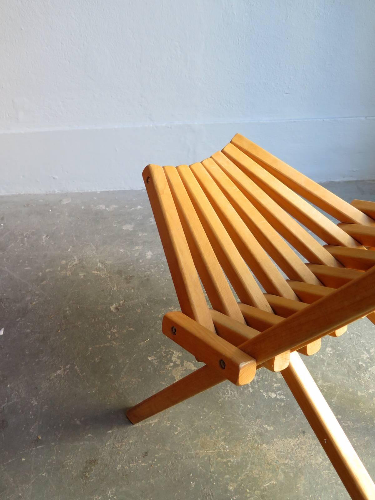 Danish 1960s Birch Foldable Lounge Chair For Sale
