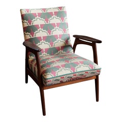 1960s Chair from Teak Wood with Pierre Frey Fabric