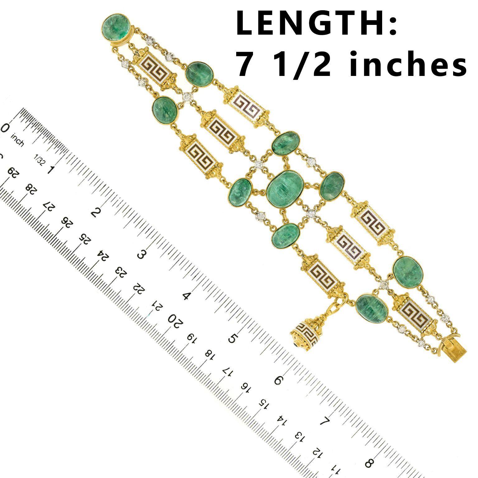 Smaragd- und Diamantarmband aus den Sechzigern im Angebot 1