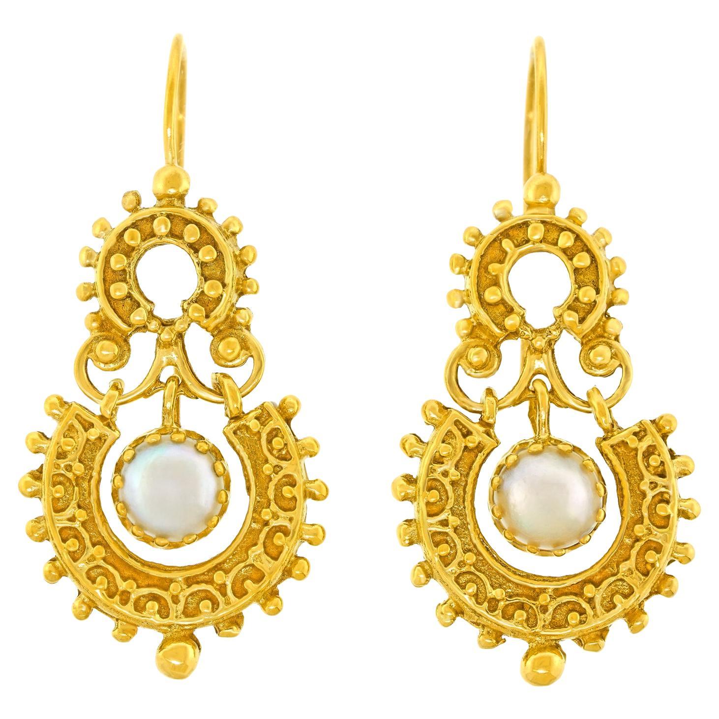 Boucles d'oreilles étrusques des années 60 en vente