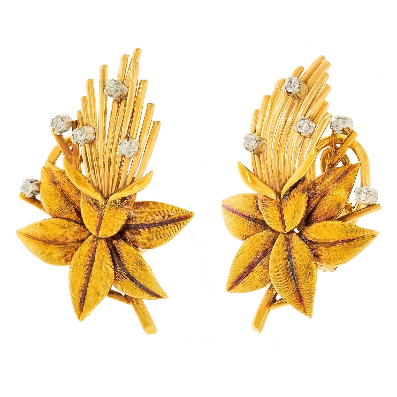 Taglio rotondo Orecchini floreali anni '60 in vendita