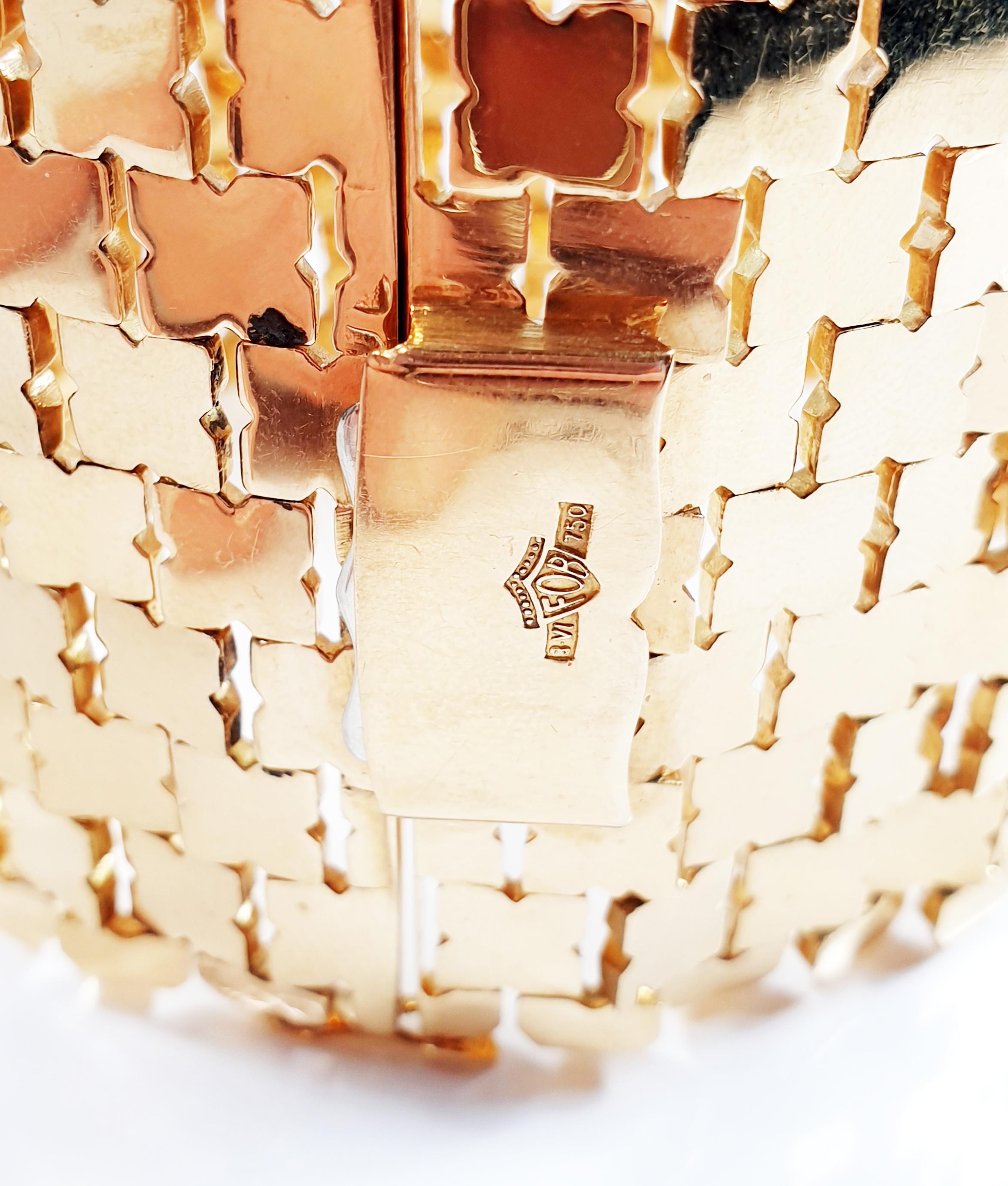 Sixties Glam Mesh Bracelet in 18 Karat Yellow Gold In Good Condition In Bilbao, ES