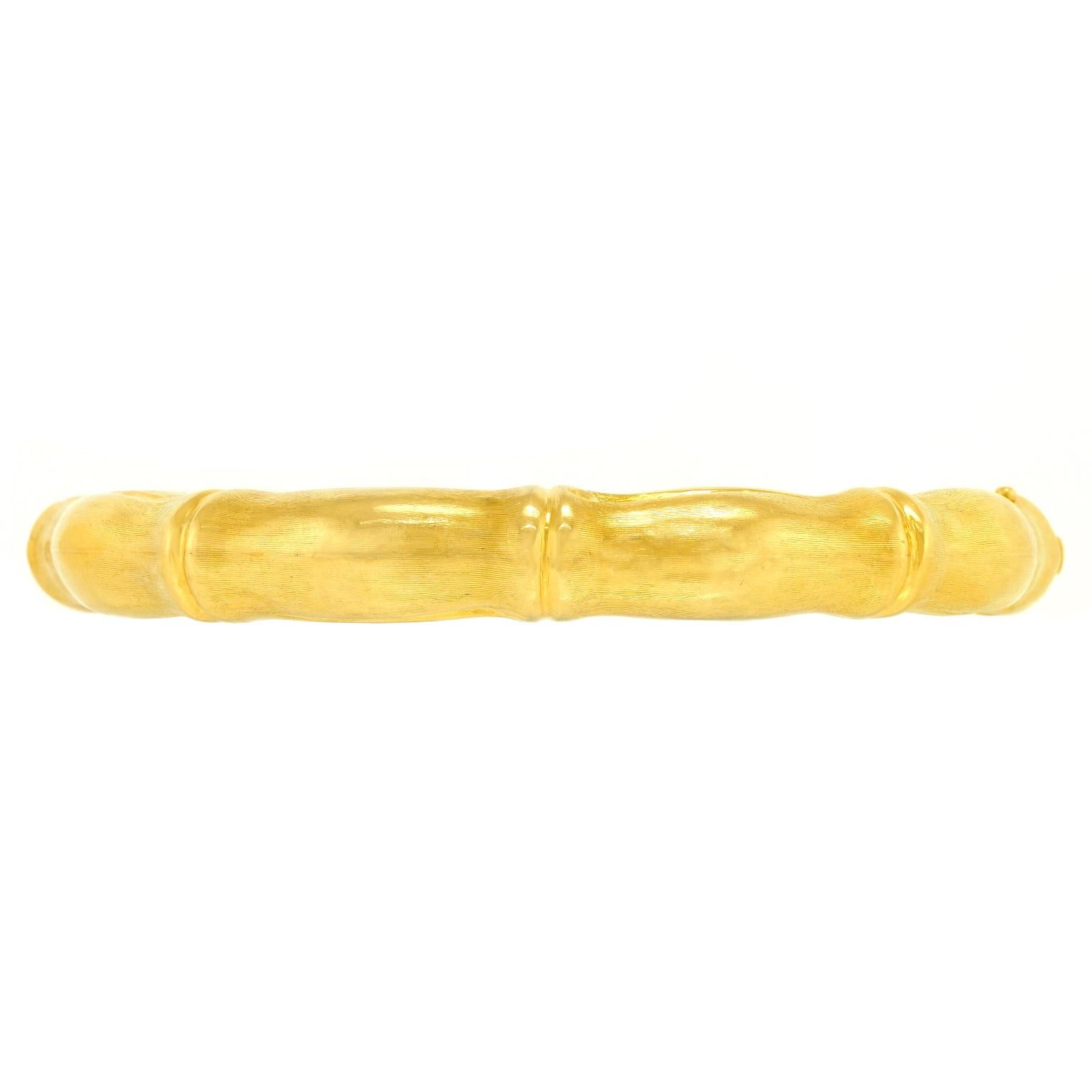 Sixties Gold Bamboo Bangle In Excellent Condition For Sale In Litchfield, CT