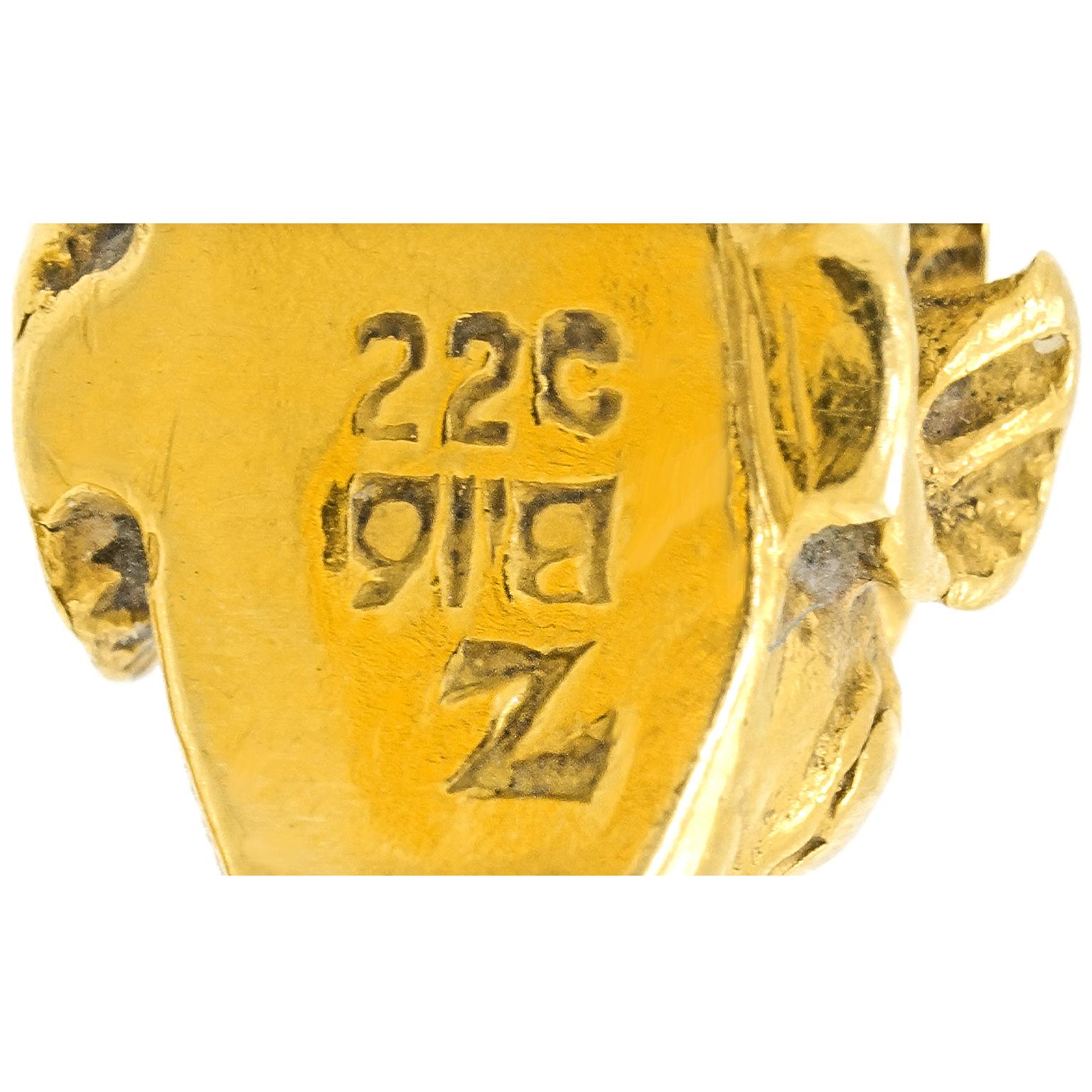 Women's or Men's Sixties Hi-Karat Greek Ram's Head Ring For Sale
