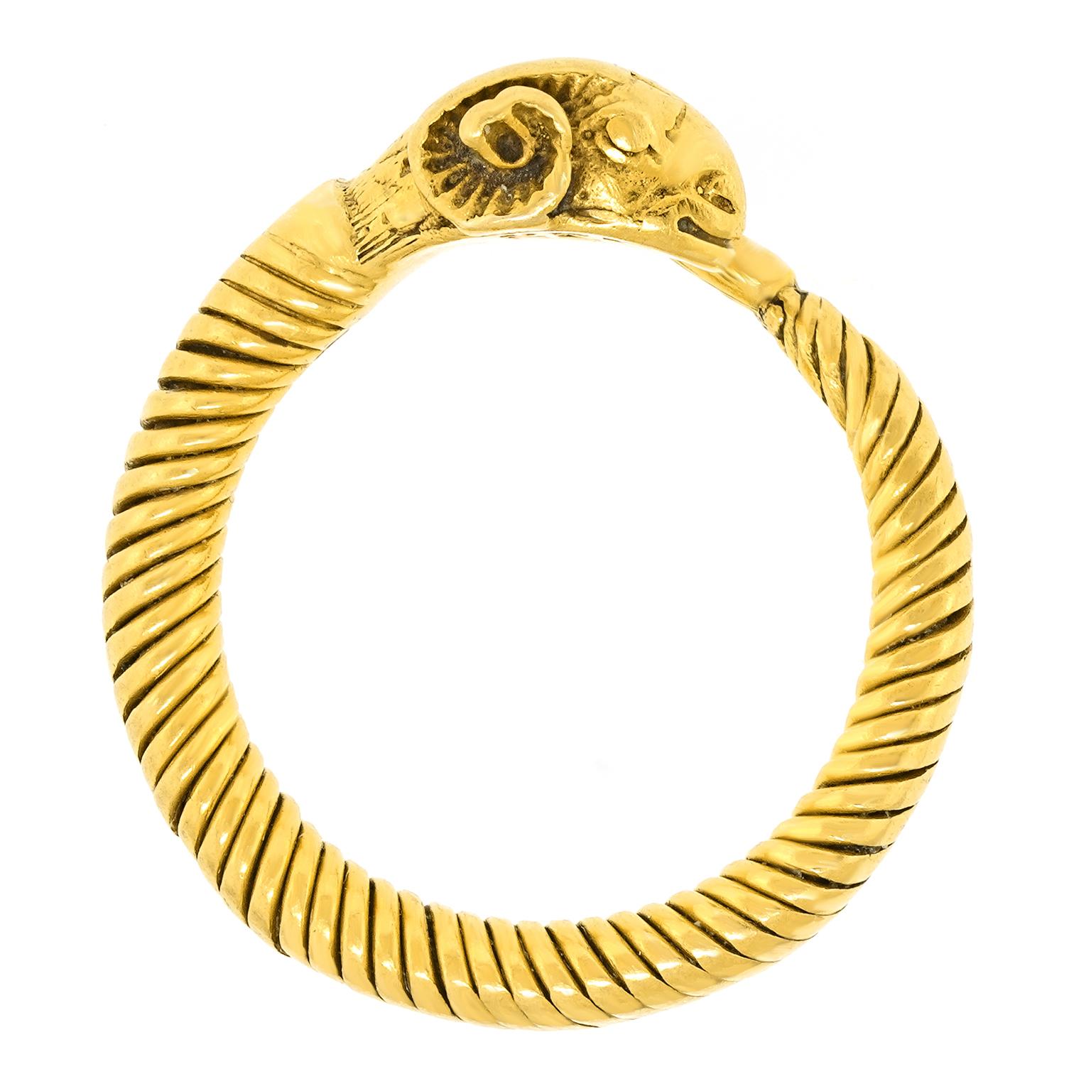 Sixties Hi-Karat Greek Ram's Head Ring For Sale 4