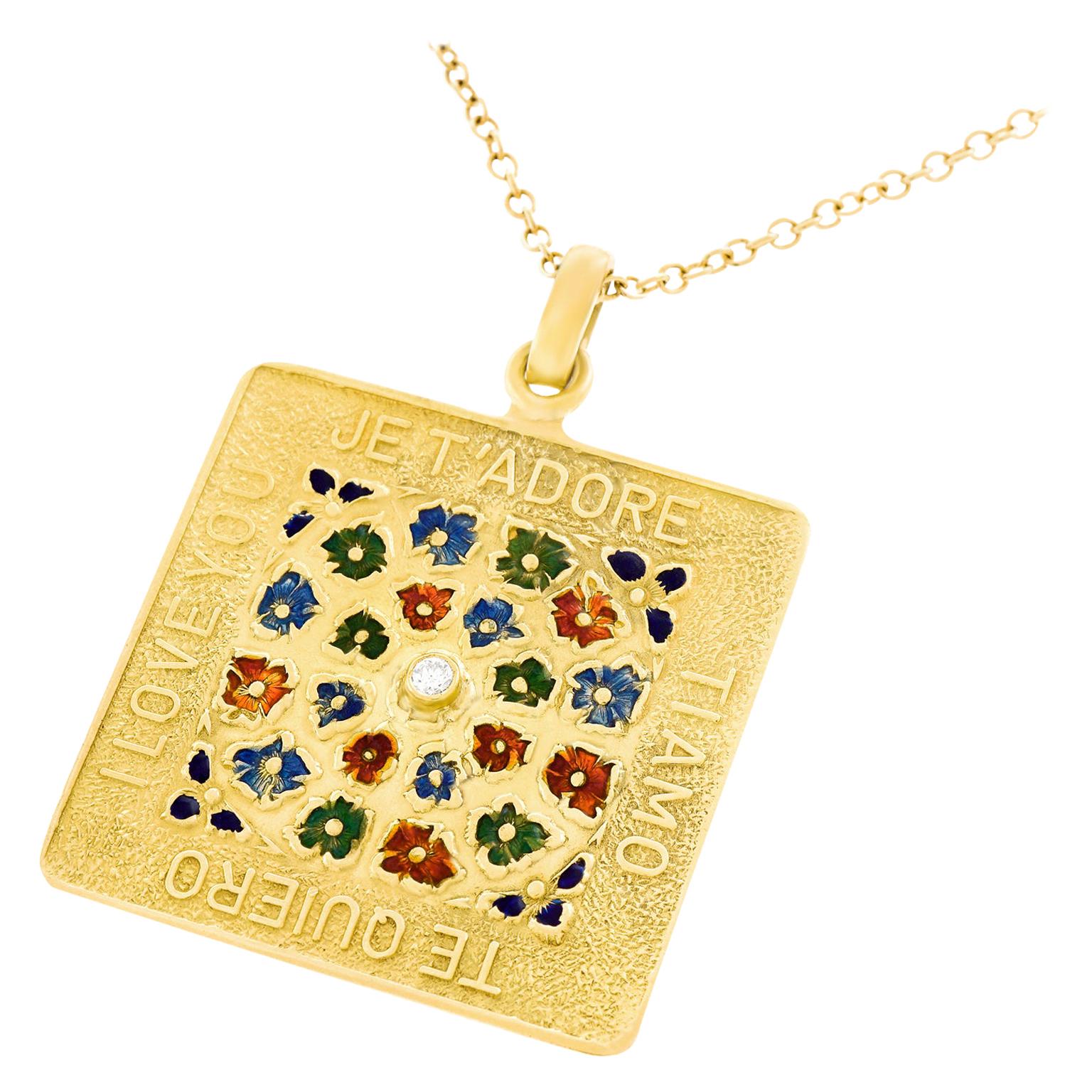 1960 “I Love You” in Four Languages Pendant