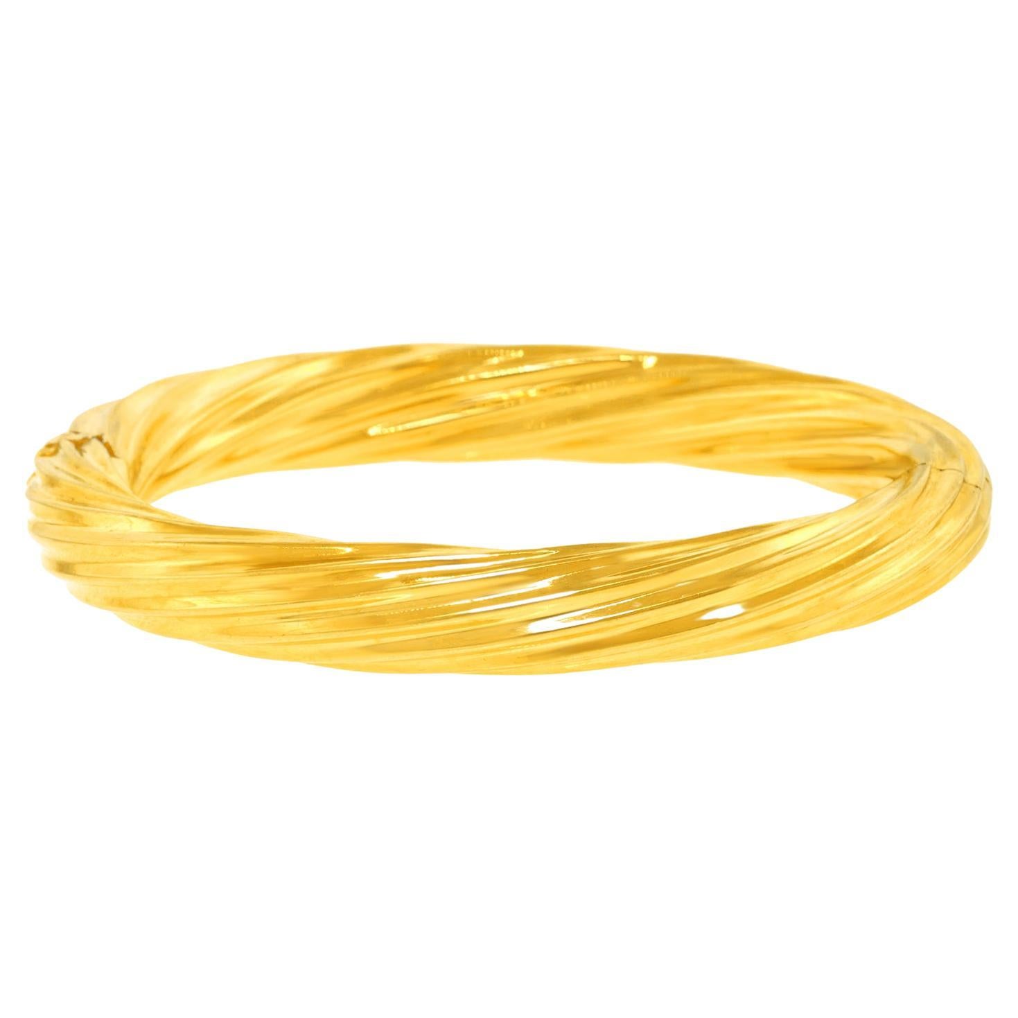 Sixties Italian Cable Twist Gold Bracelet For Sale