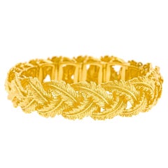 Sixties Leaf Motif 18k Gold Bracelet