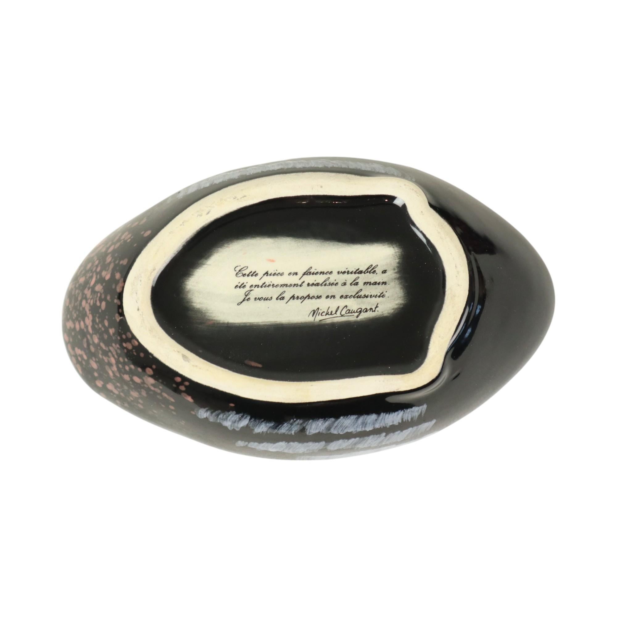 Molde de paté de terrina de pato Michel Caugant de los años 60 Loza esmaltada en venta 3