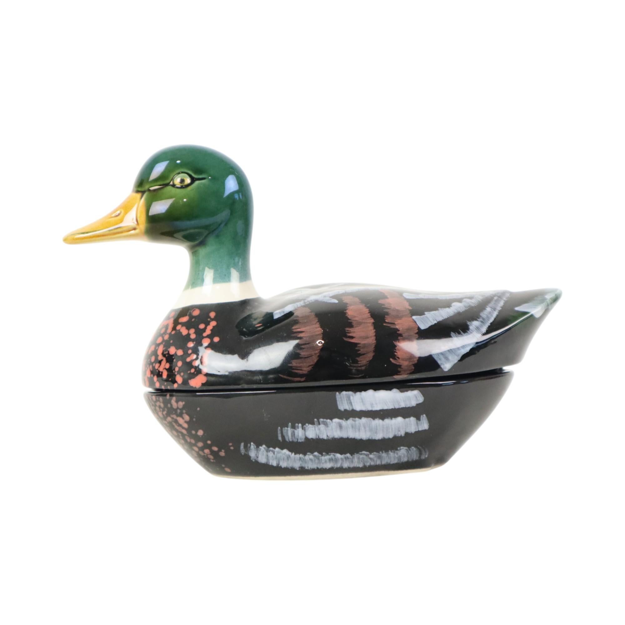 Molde de paté de terrina de pato Michel Caugant de los años 60 Loza esmaltada en Bueno estado para la venta en Poperinge, BE