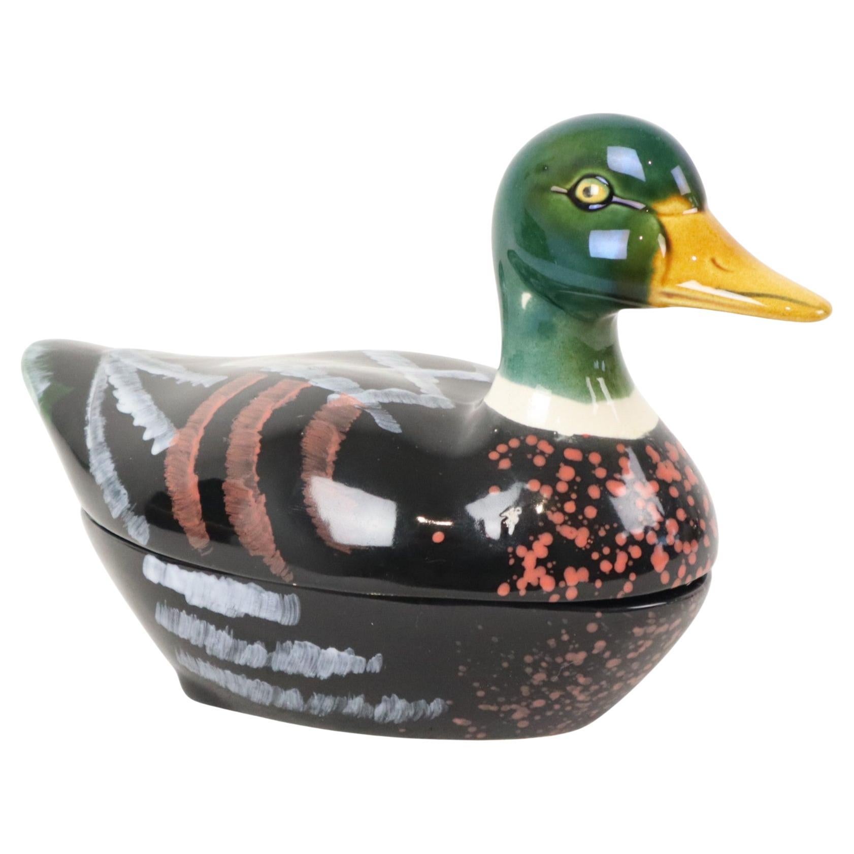 Molde de paté de terrina de pato Michel Caugant de los años 60 Loza esmaltada en venta