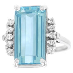 Moderner Aquamarin- und Diamantring aus den Sechzigern