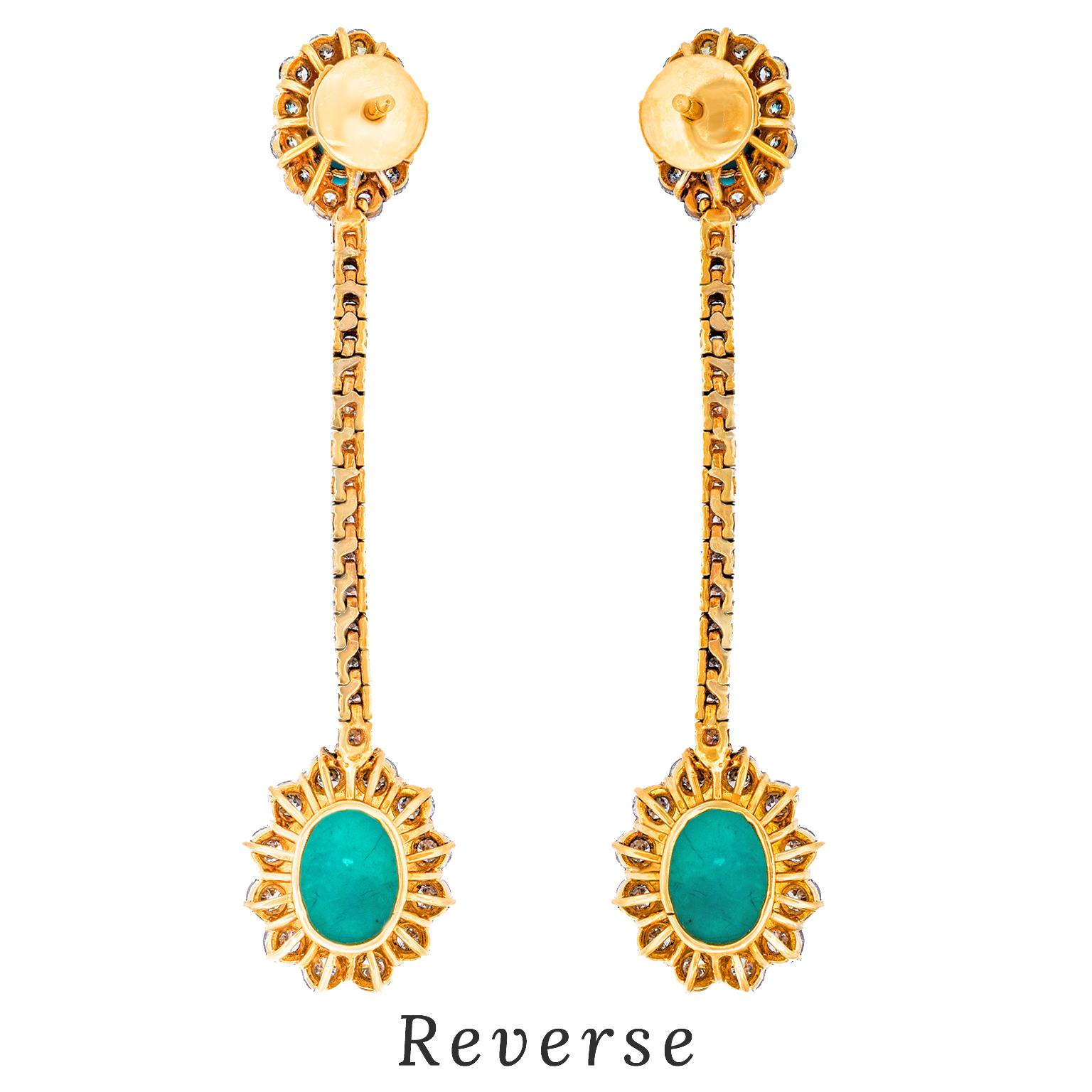 Sixties Persian Turquoise and Diamond Chandelier Earrings For Sale 3