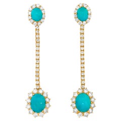Sixties Persian Turquoise and Diamond Chandelier Earrings