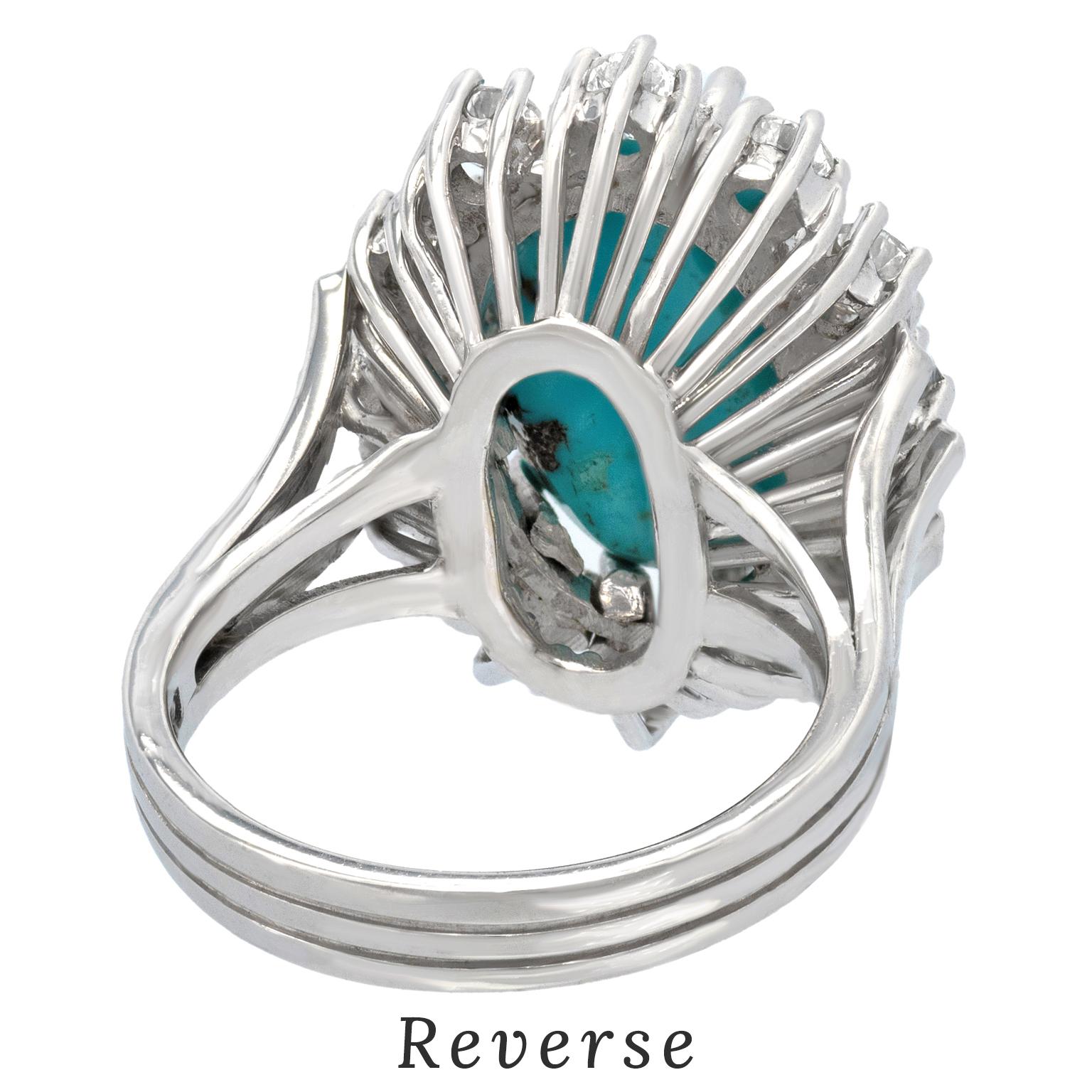 Sixties Persian Turquoise and Diamond Ring For Sale 4