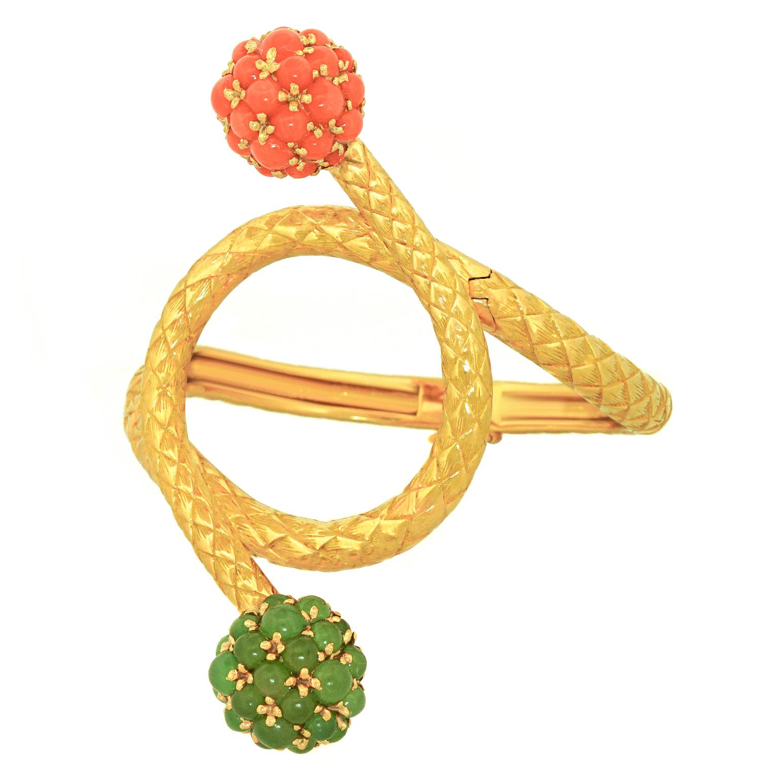 Sixties Pomellato Jade and Coral Bracelet 6
