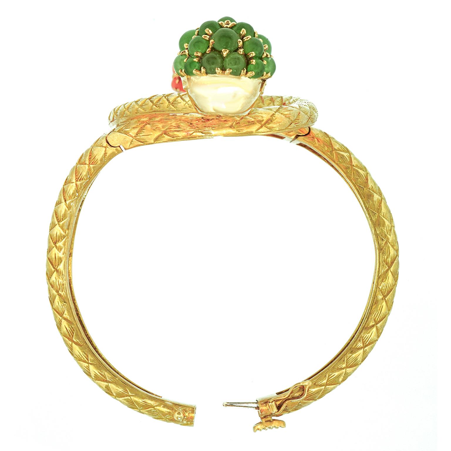 Sixties Pomellato Jade and Coral Bracelet 7