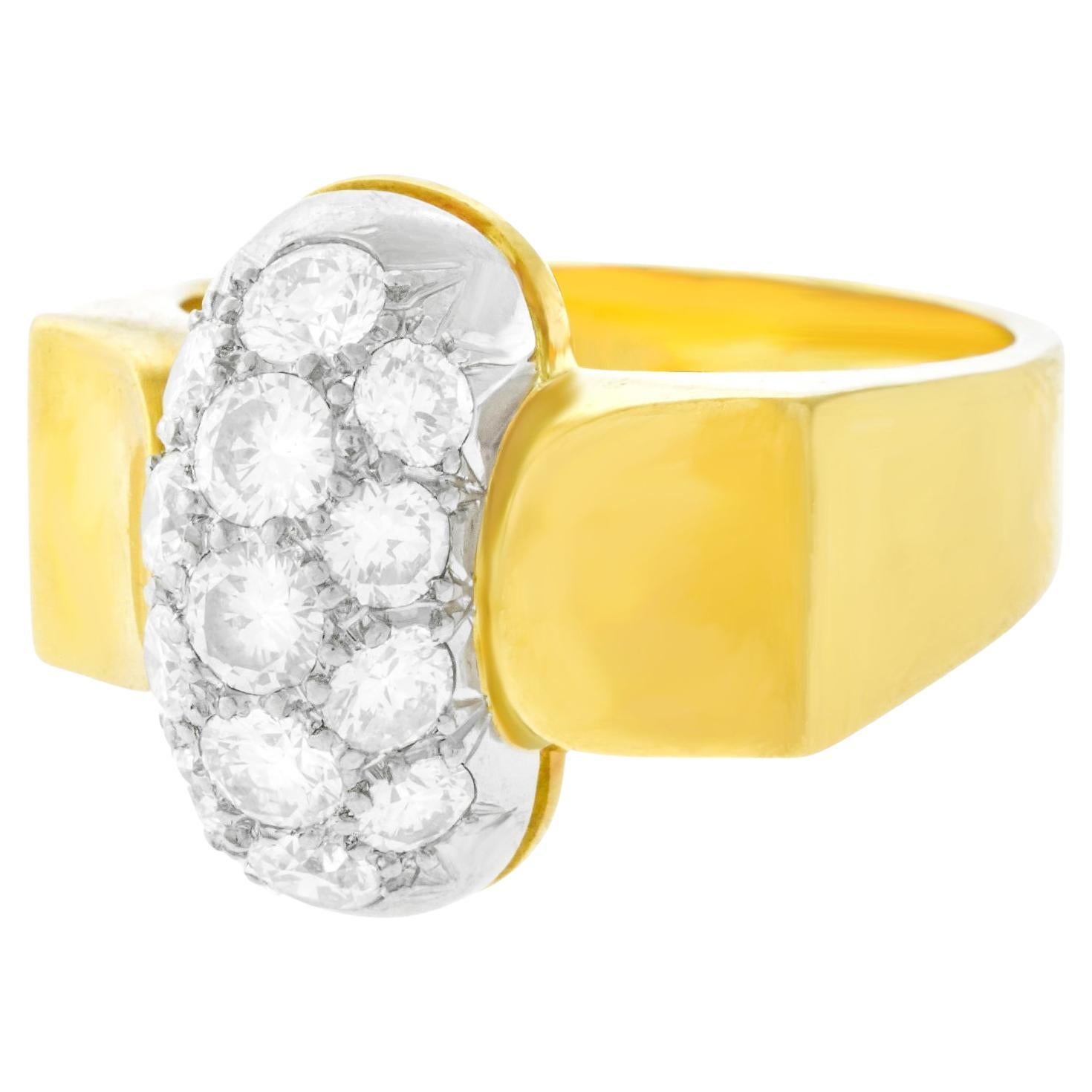 Paul Binder Sixties Modern Diamond Ebony and Gold Ring For Sale at 1stDibs