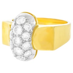 Sixties Post-Modern Diamond-Set Gold Ring