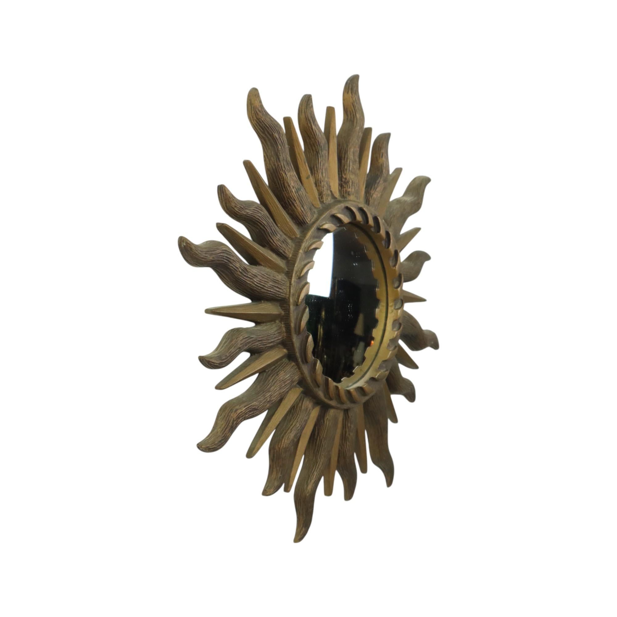 Sixties Sunburst Butler Mirror Sun Mirror Ball Glass Resin 43cm For Sale 1