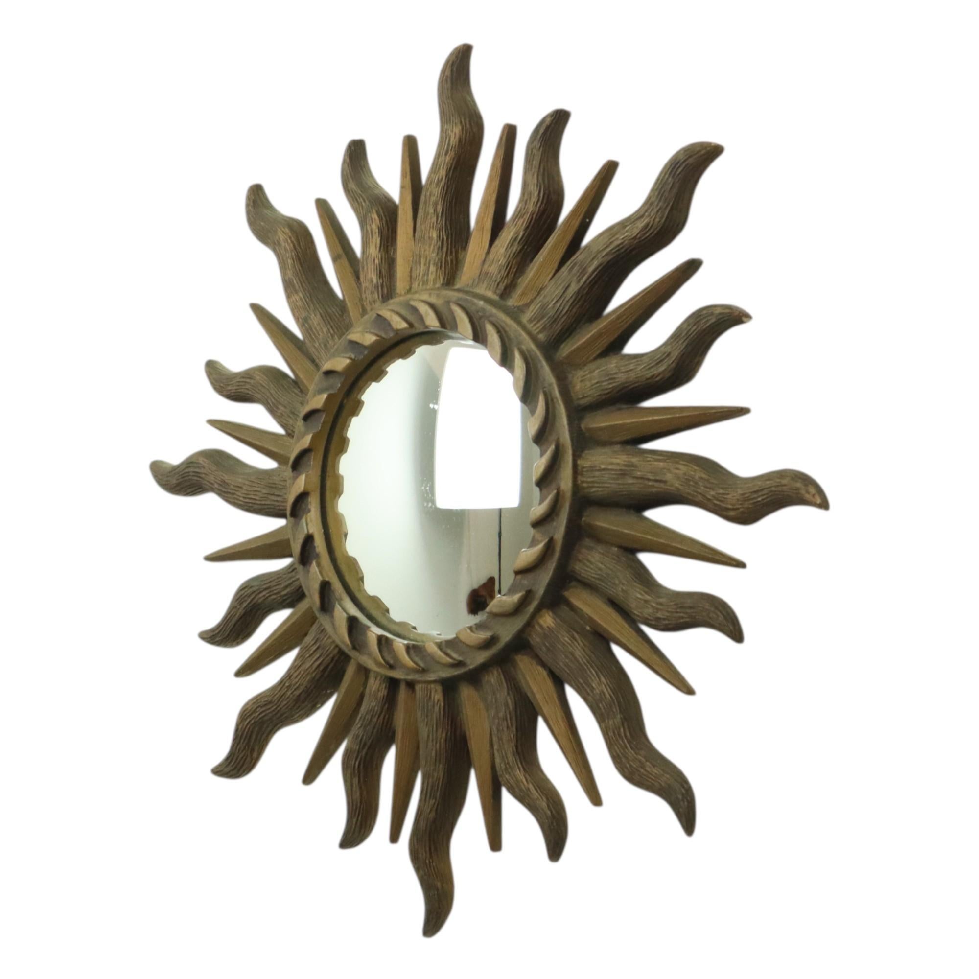 Sixties Sunburst Butler Mirror Sun Mirror Ball Glass Resin 43cm For Sale 2