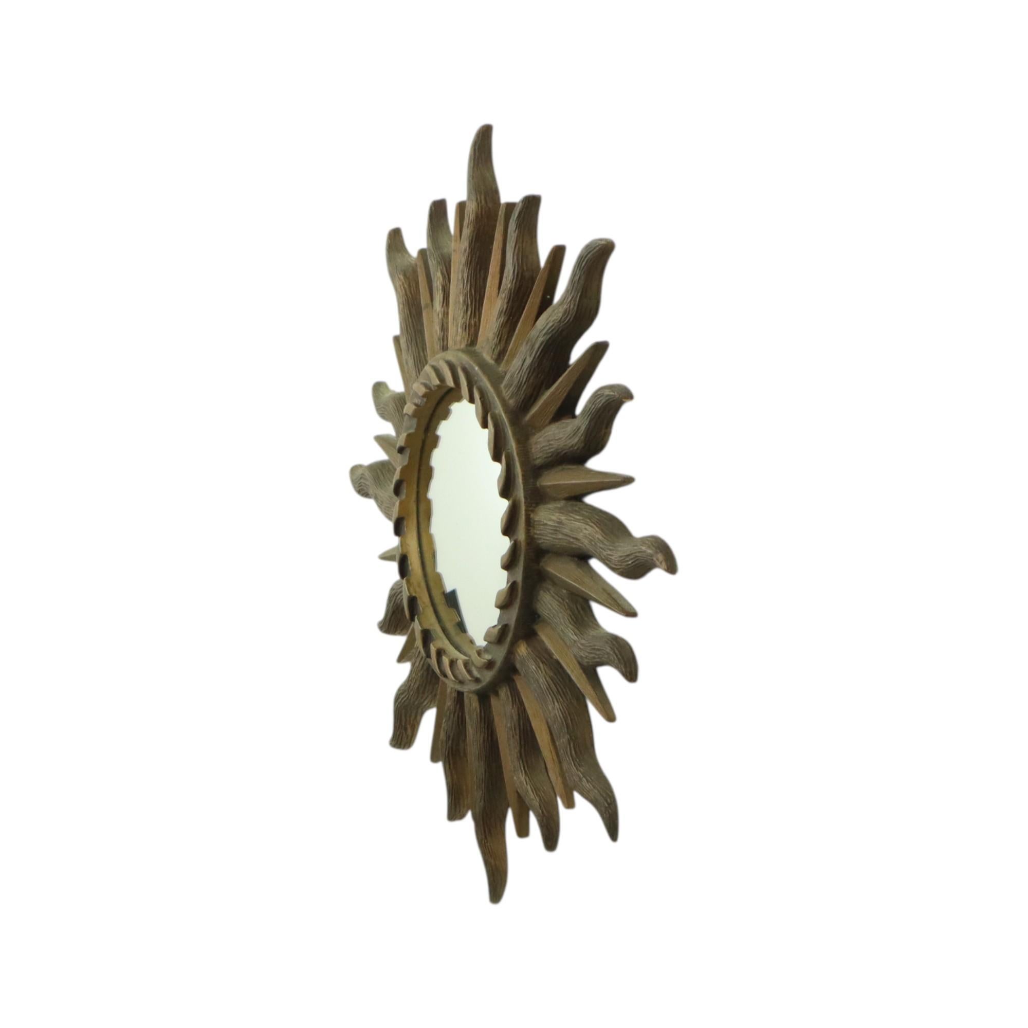 Sixties Sunburst Butler Mirror Sun Mirror Ball Glass Resin 43cm For Sale 3