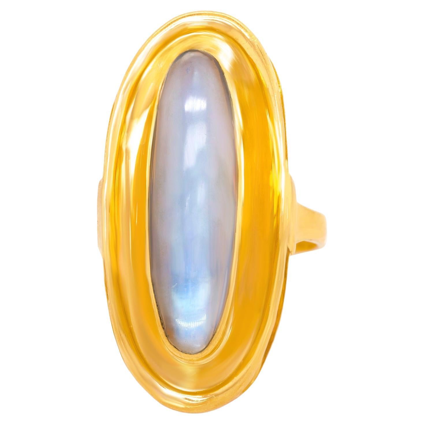 Sixties Swiss Modern Moonstone Ring