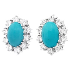 Antique Sixties Turquoise and Diamond Earrings