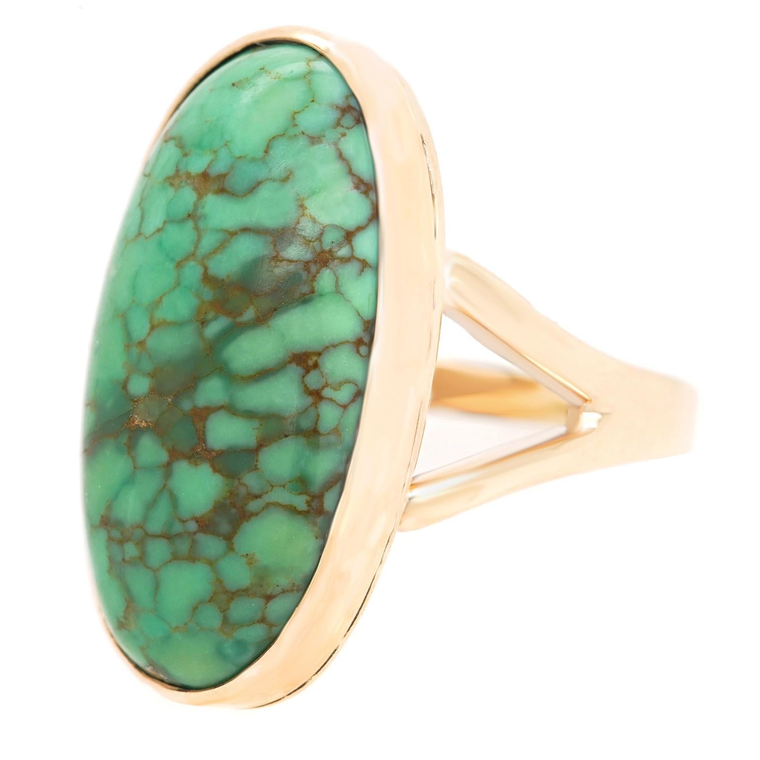 Cabochon Sixties Turquoise and Gold Ring