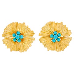 Sixties Turquoise-Set Earrings