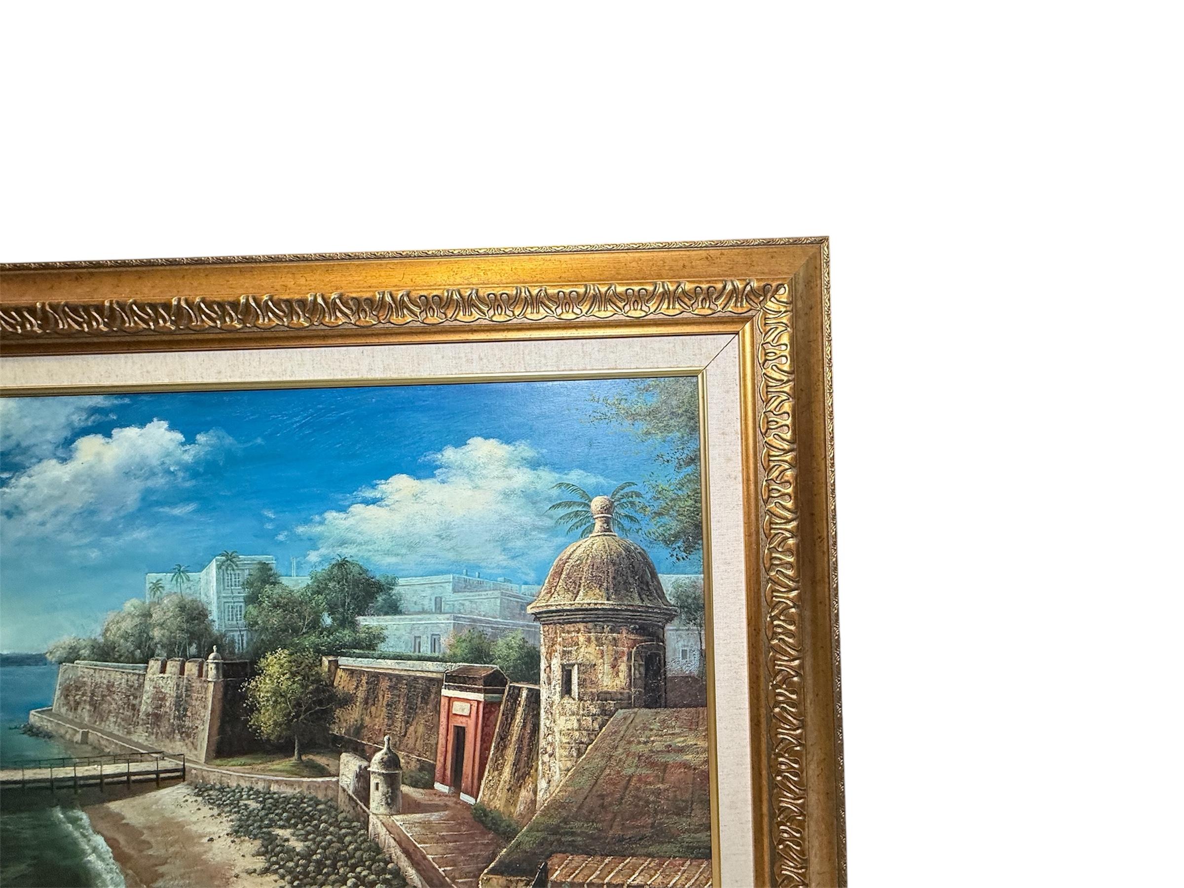 Pintura al óleo de Sixto Febus del Viejo San Juan Fortaleza histórica de San Felipe del Morro en venta 2