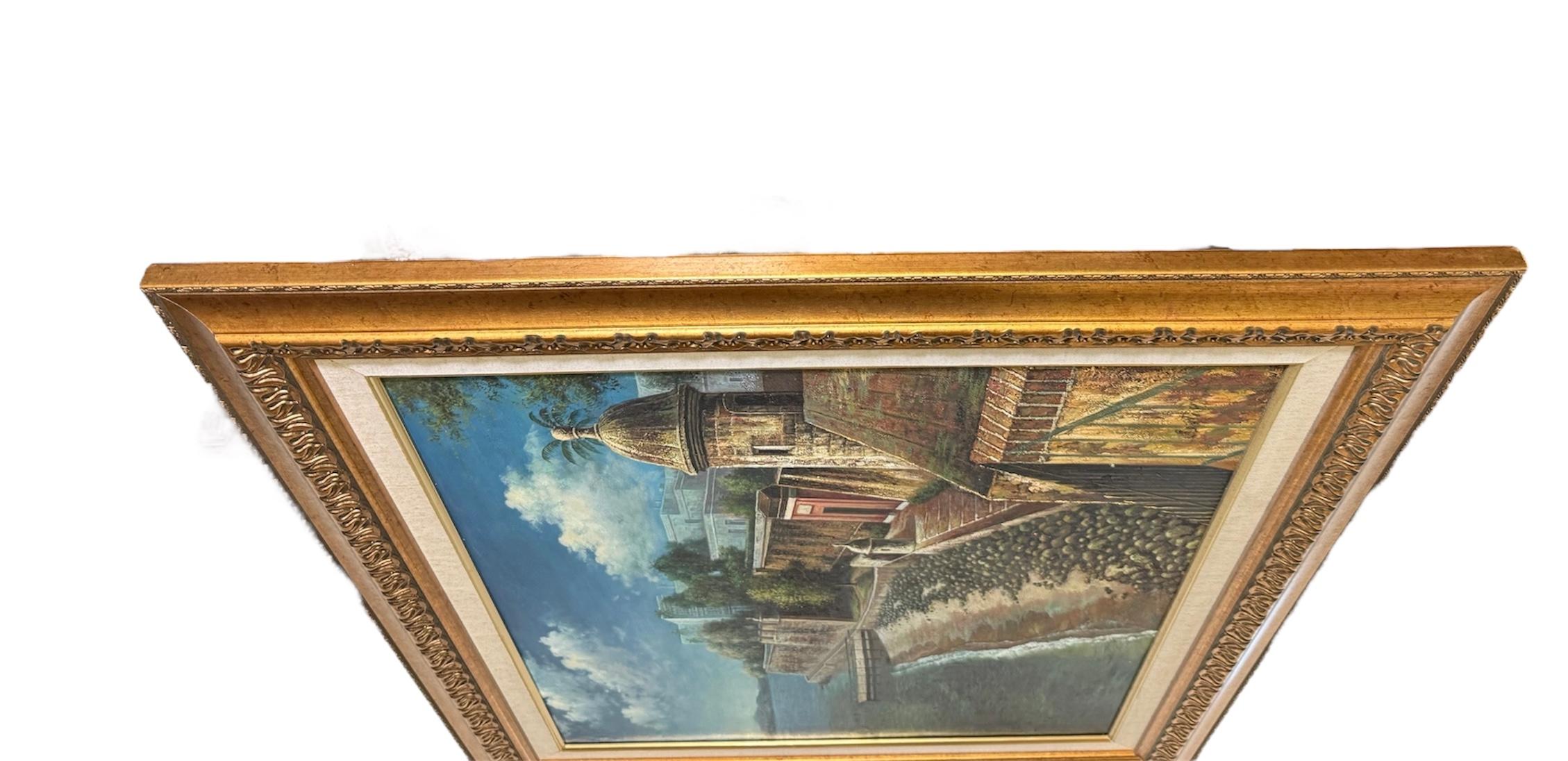 Pintura al óleo de Sixto Febus del Viejo San Juan Fortaleza histórica de San Felipe del Morro en venta 7