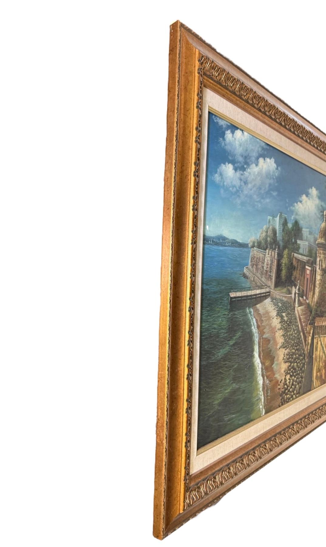 Pintura al óleo de Sixto Febus del Viejo San Juan Fortaleza histórica de San Felipe del Morro en venta 8