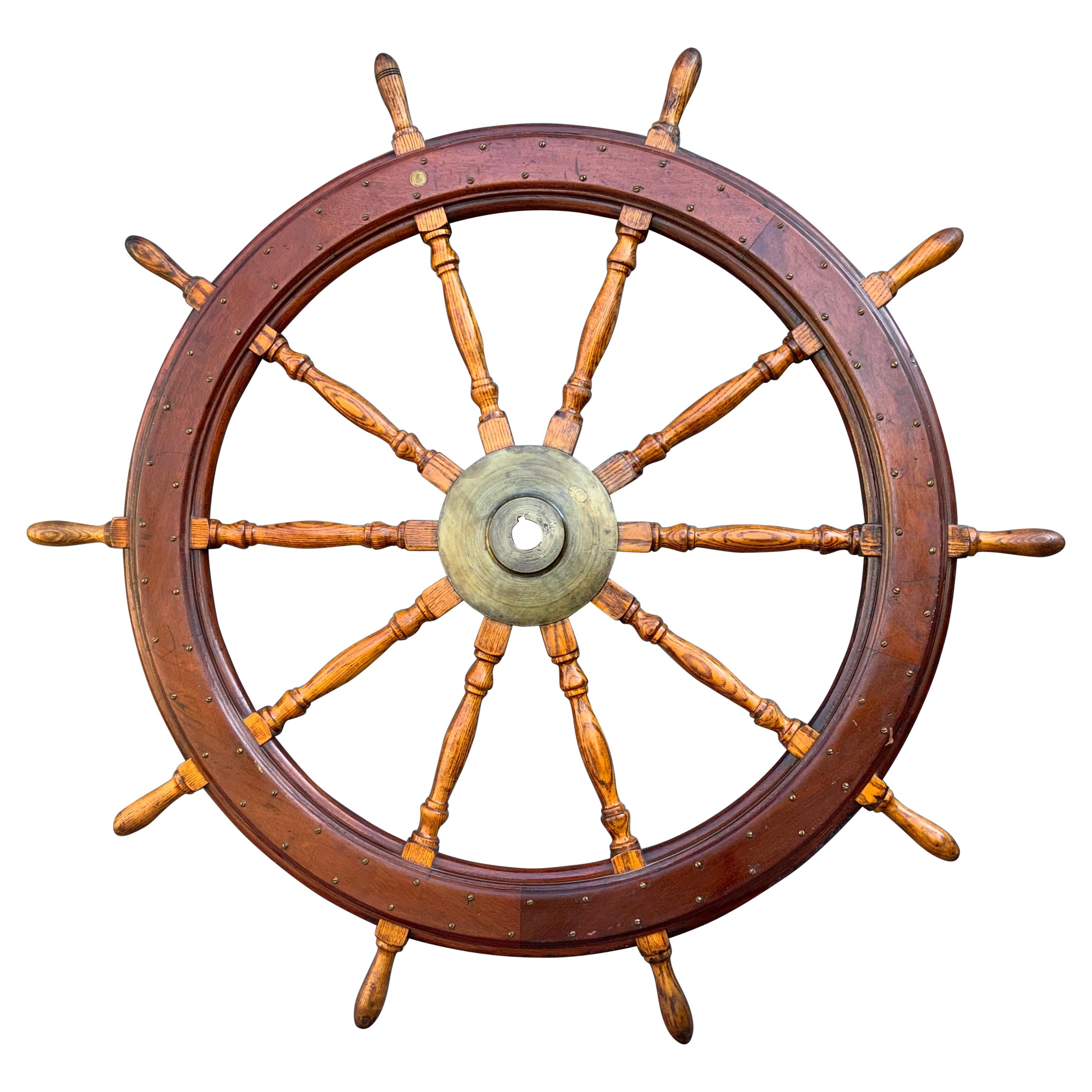 Sixty-Seven Inch Antique Ships Wheel
