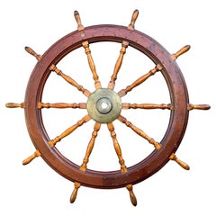 Sixty-Seven Inch Antique Ships Wheel