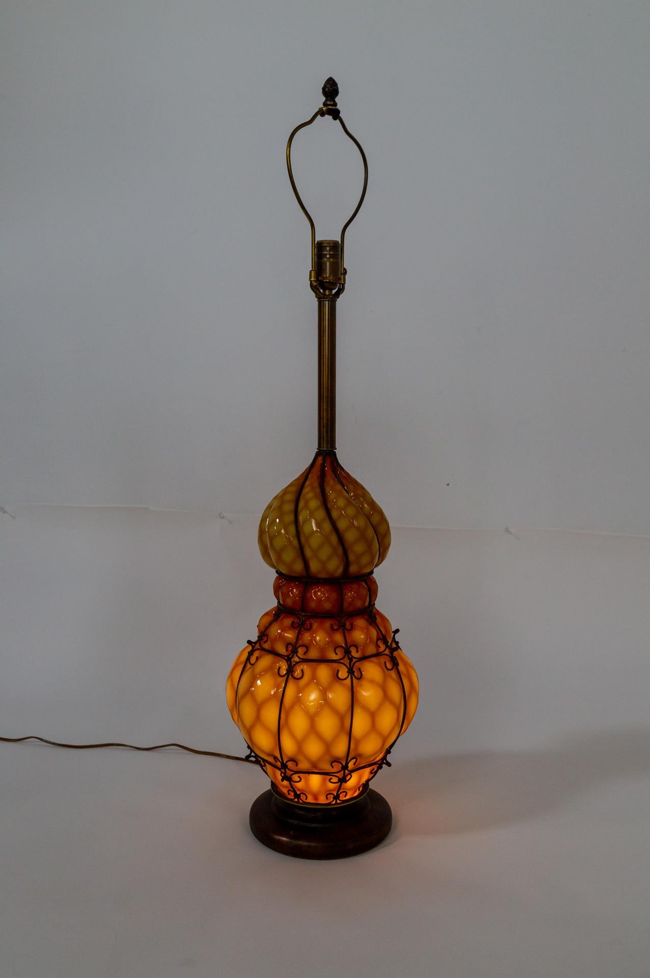 A Murano glass lamp by Marbro with a rare, 