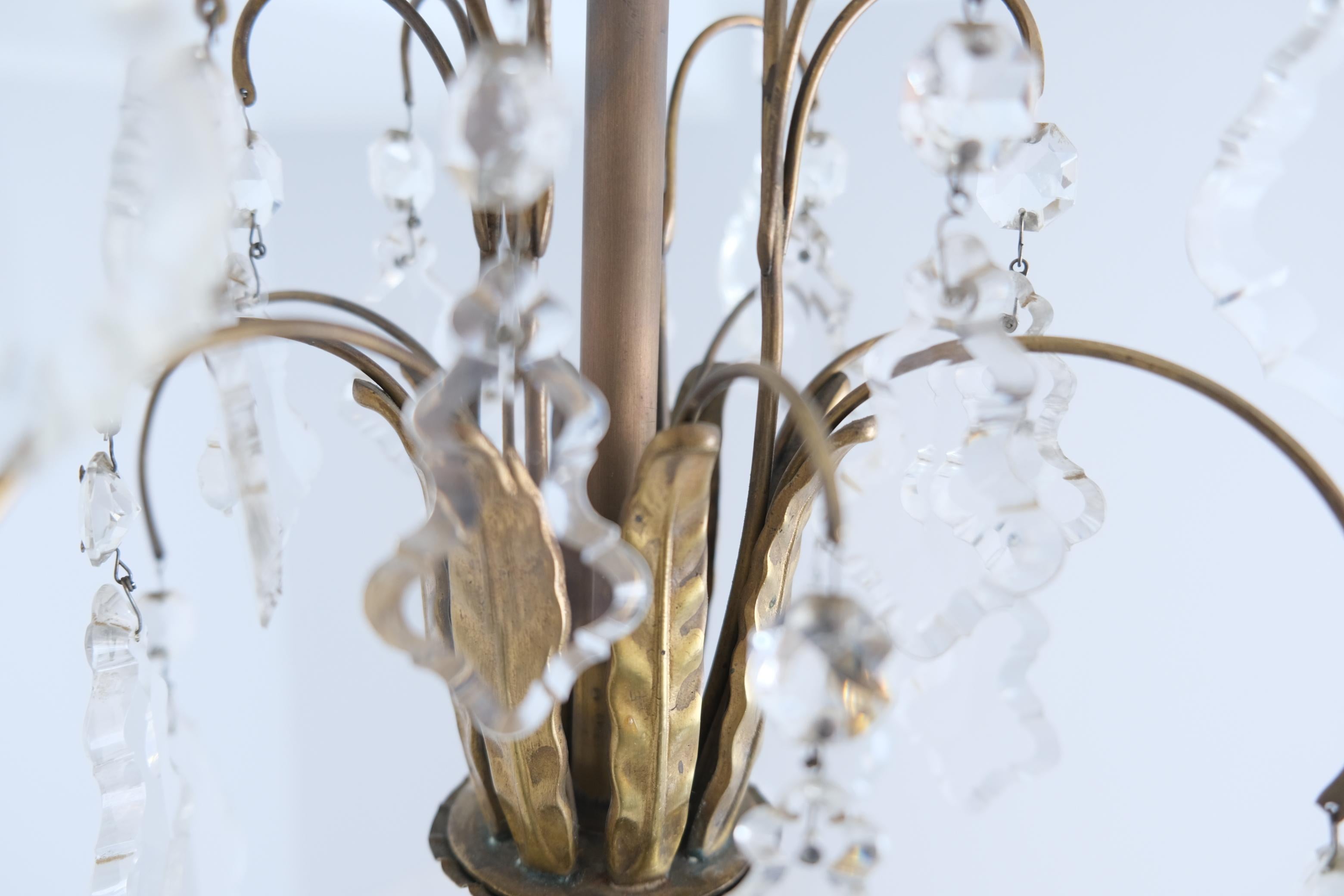 Sizable Paavo Tynell & Gunnel Nyman Chandelier in Brass & Art Glass, Taito 1930s For Sale 11