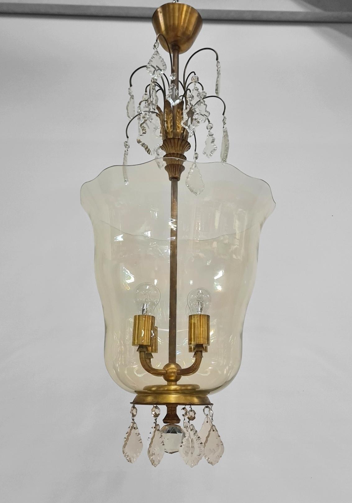 Sizable Paavo Tynell & Gunnel Nyman-Kronleuchter aus Messing und Kunstglas, Taito 1930er Jahre (Art déco) im Angebot